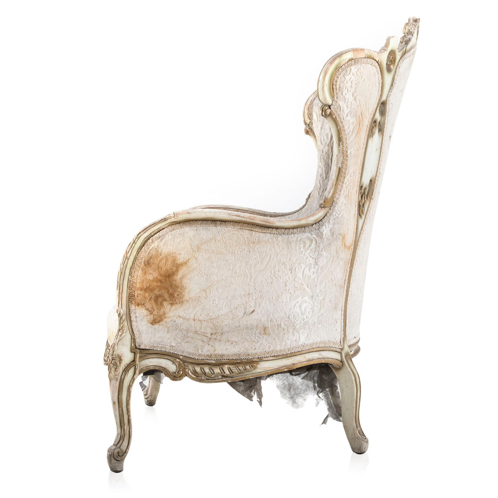 White Distressed Baroque Chair
