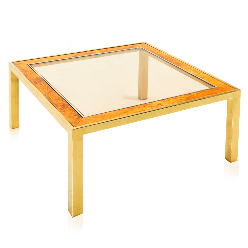 Square Gold Frame Glass Coffee Table