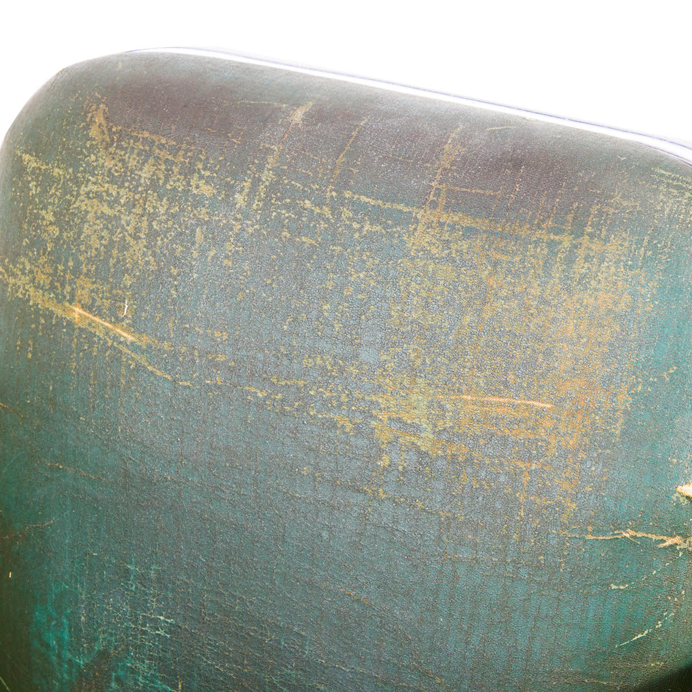 Distressed Green Leather Armchair