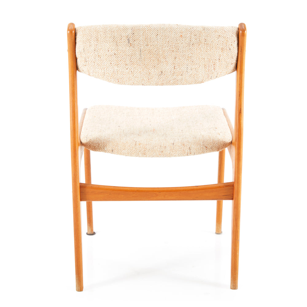 Wood & White Fabric Danish Modern Side Chair