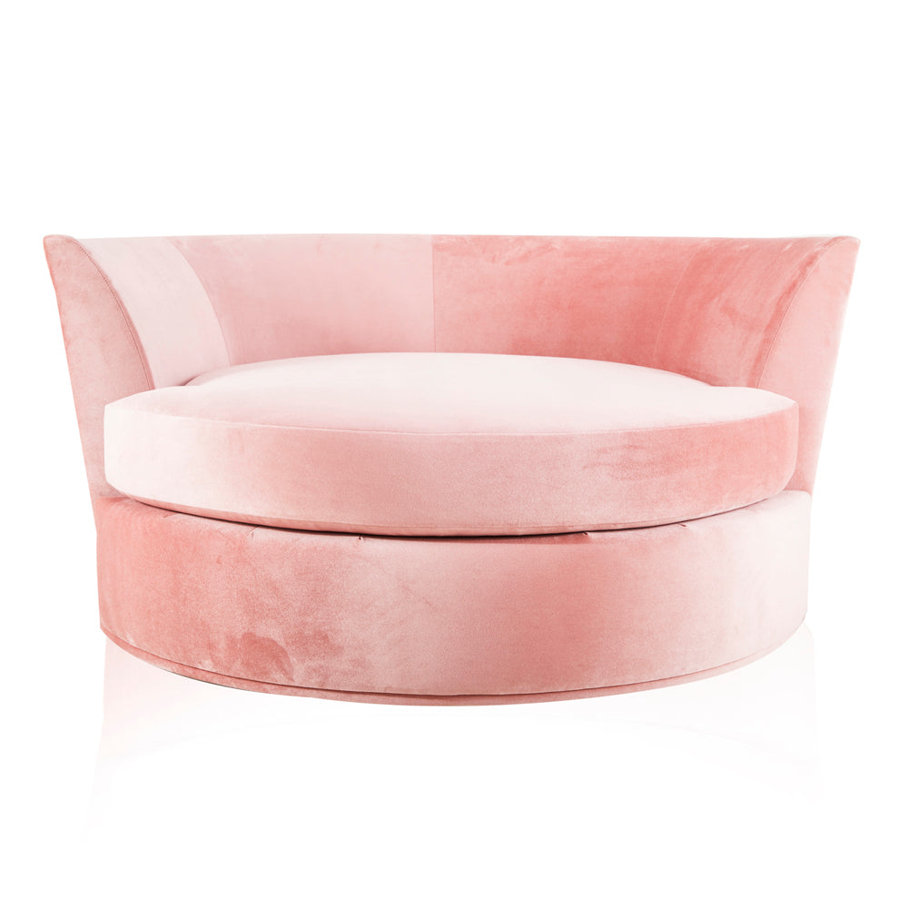Pink Velvet Round Couch