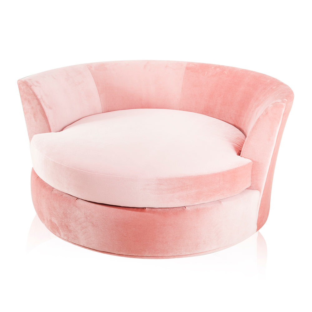 Pink Velvet Round Couch