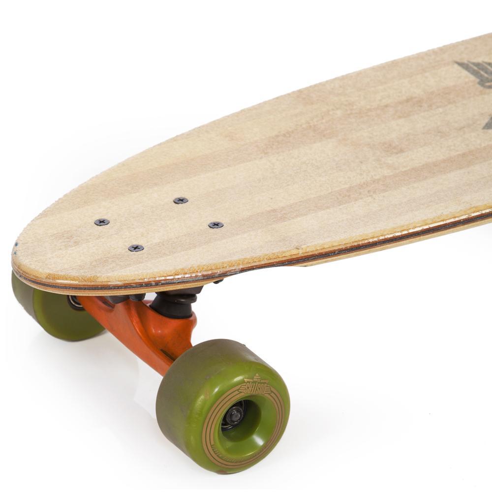 Wood Skateboard with Green Wheels