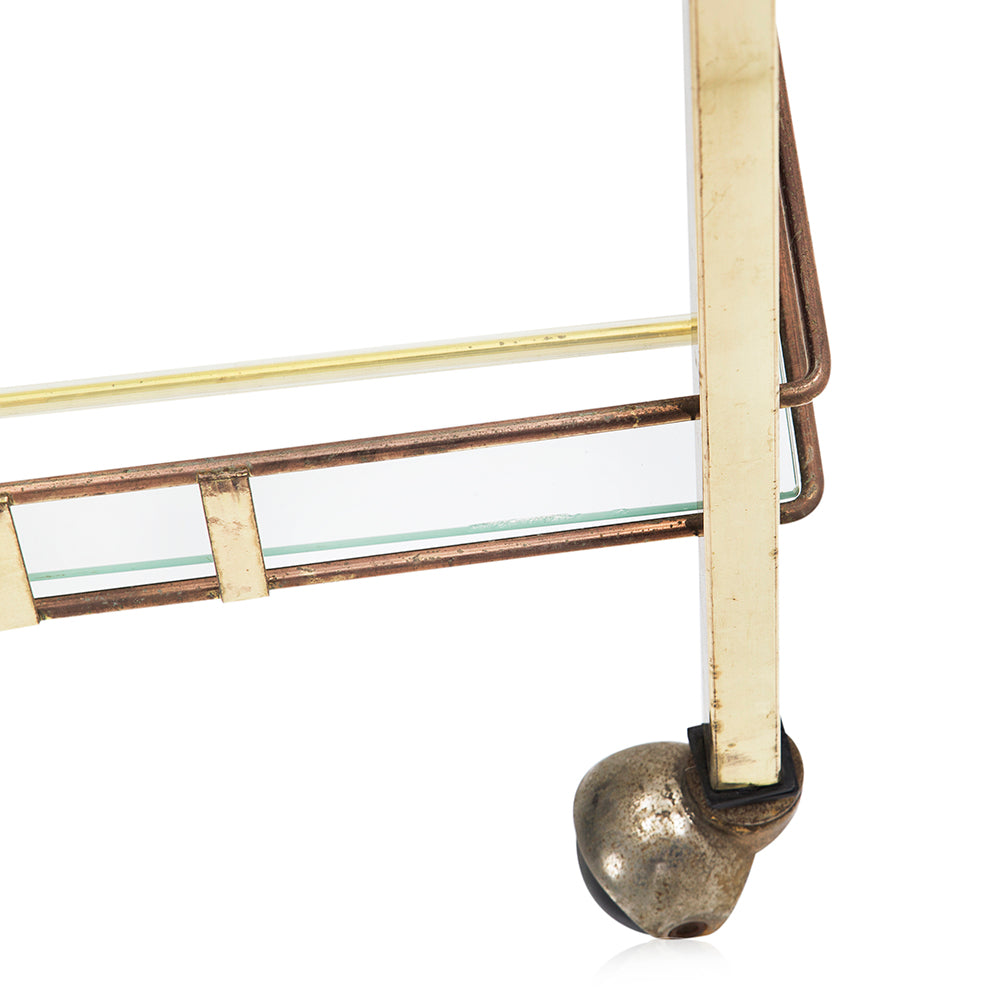 Gold Rectangle Rolling Cart