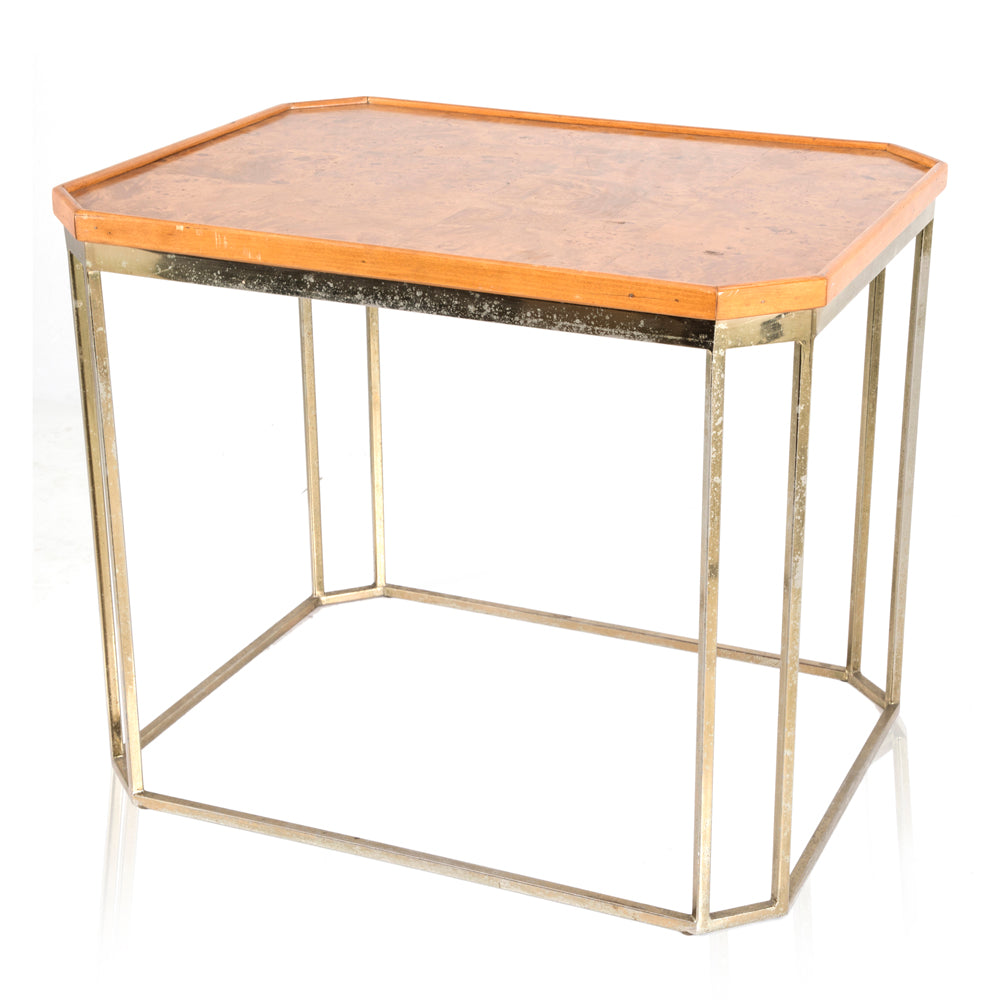 Wood & Brass Deco Side Table