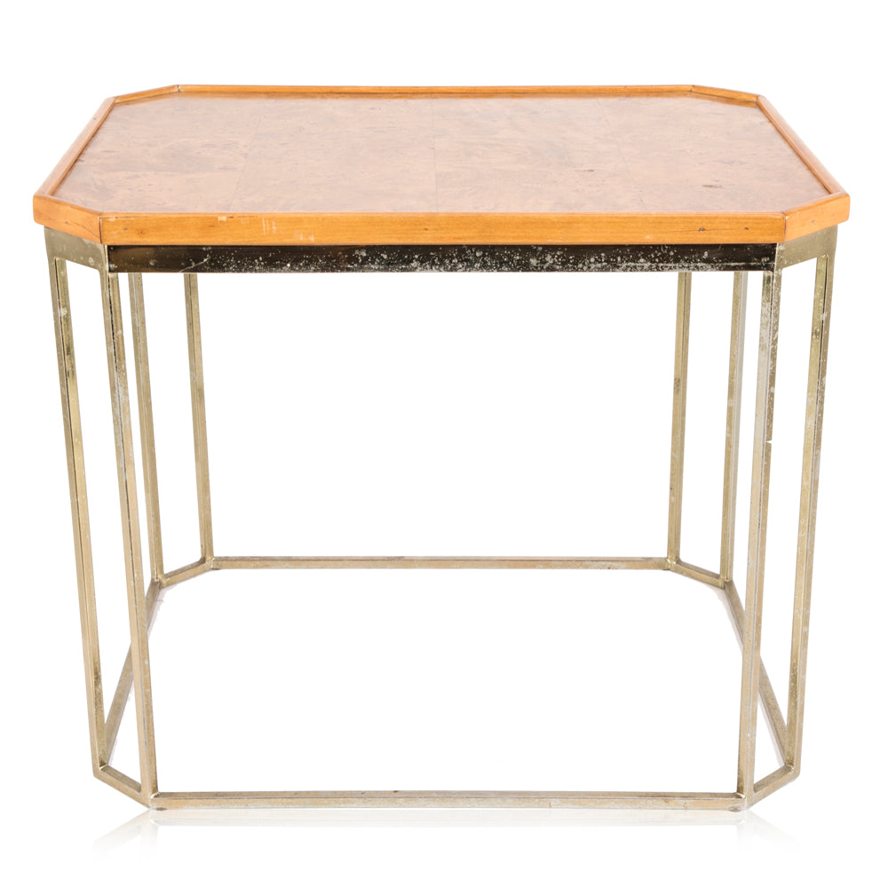 Wood & Brass Deco Side Table