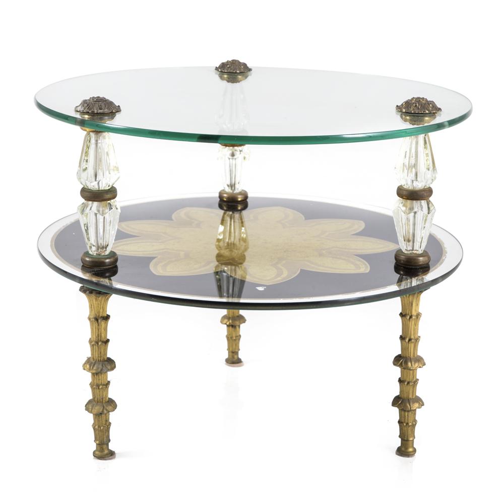 Ornate Black Gold Glass 3-Piece Coffee Table