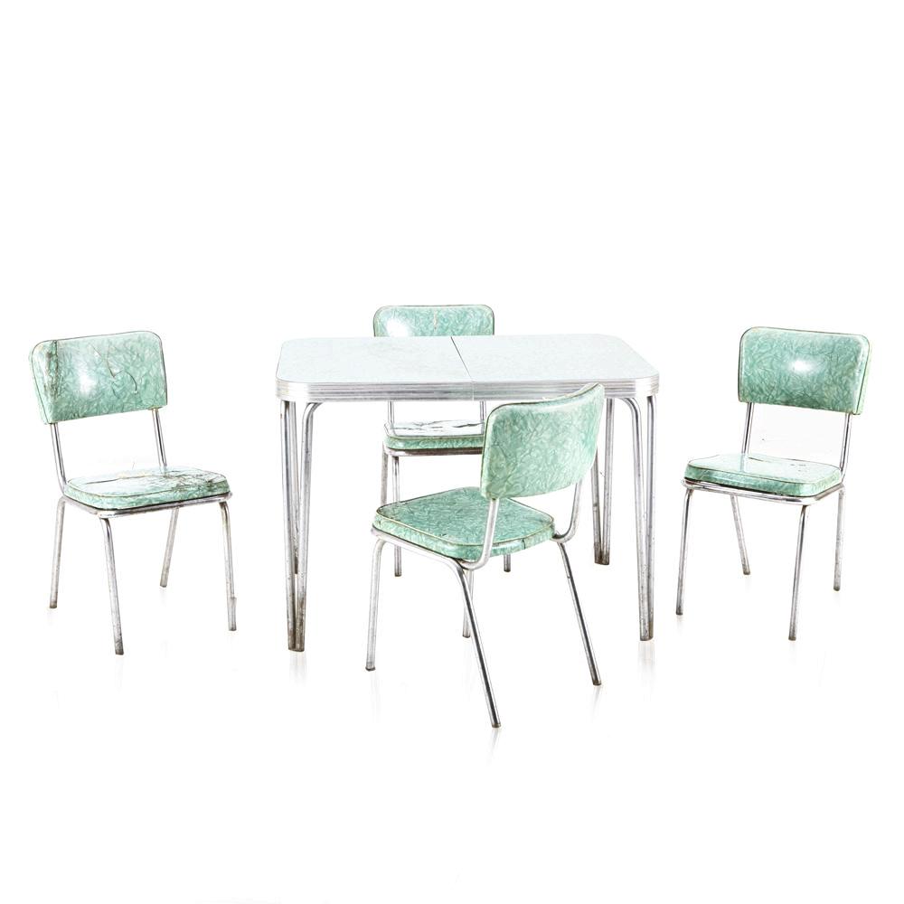 Mint Green & Chrome Vintage Dining Table