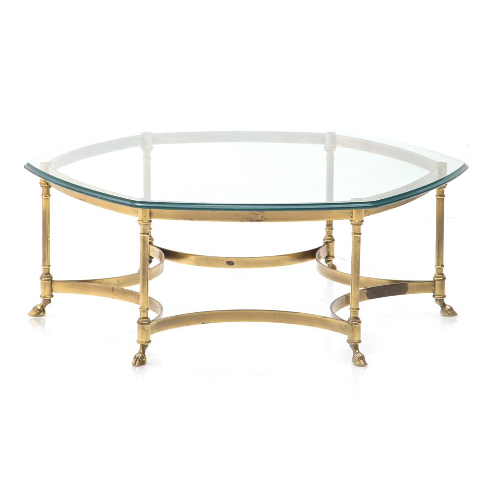 Gold & Glass Cloven Hoof Coffee Table