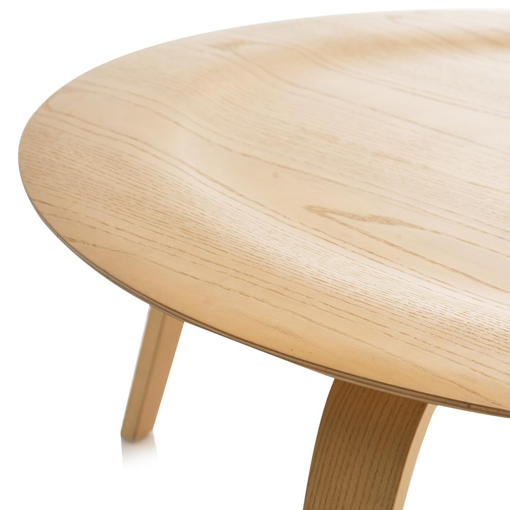 Round Light Wood Dimple Coffee Table