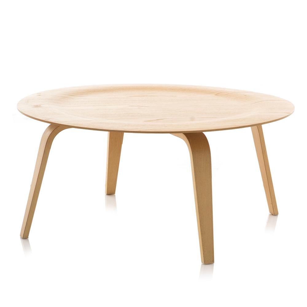 Round Light Wood Dimple Coffee Table