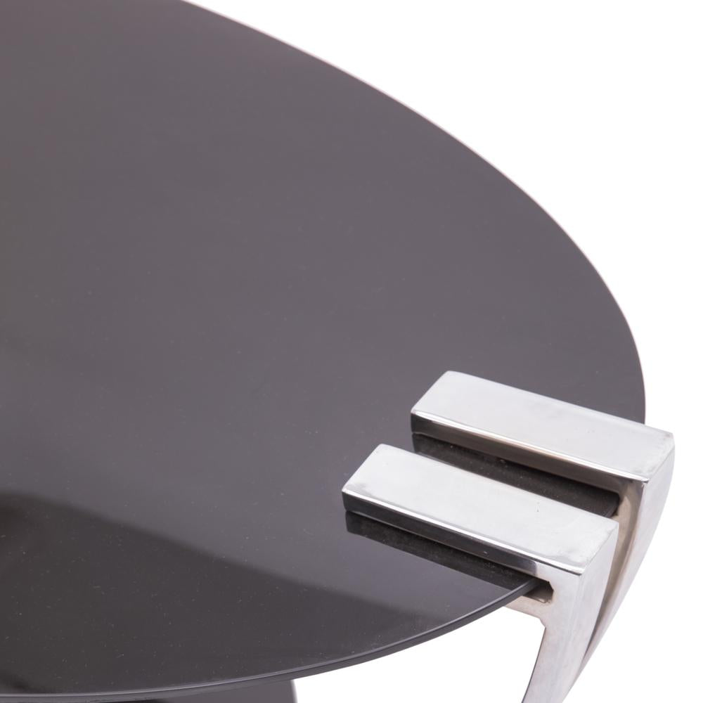 Black & Chrome Glass Oval Coffee Table