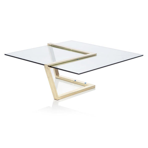 Zig Zag Gold + Glass Top Coffee Table