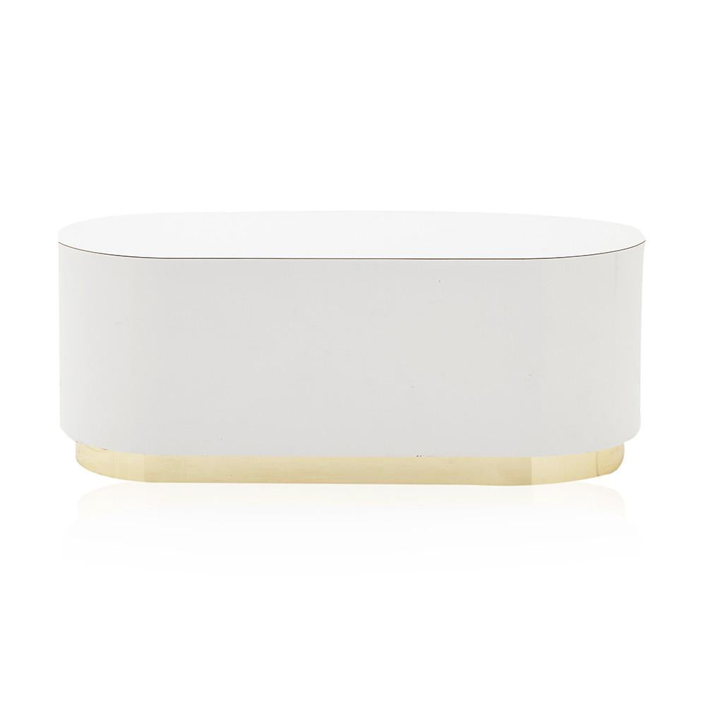 Off-White Lacquer Low Oval Pedestal