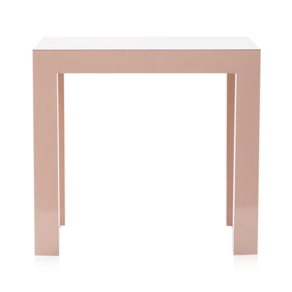 Off-White Lacquer Simple Square Side Table