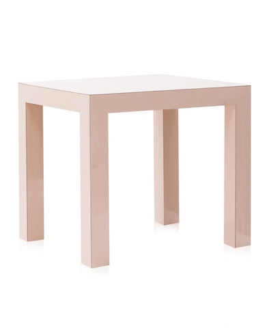 Off-White Lacquer Simple Square Side Table
