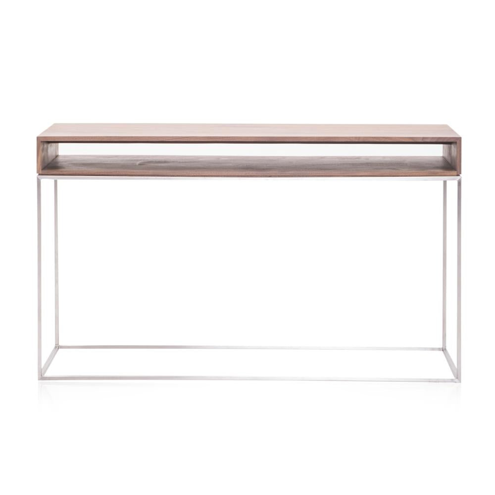 Wood Console Table with Chrome Frame