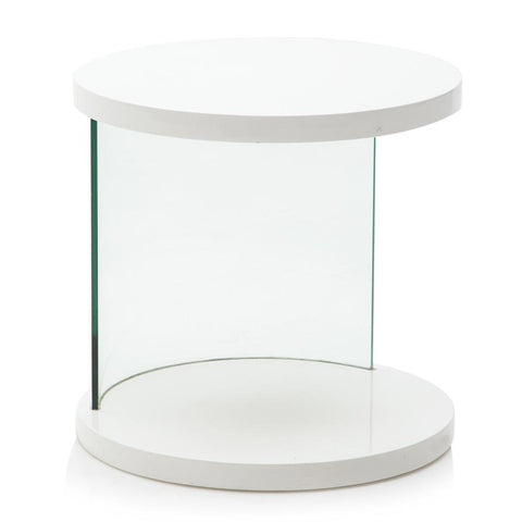White Glass Moon Side Table