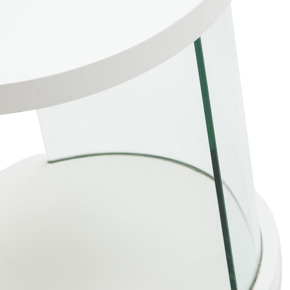 White Glass Moon Side Table