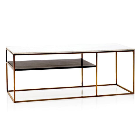 Brass & White Marble Long Coffee Table