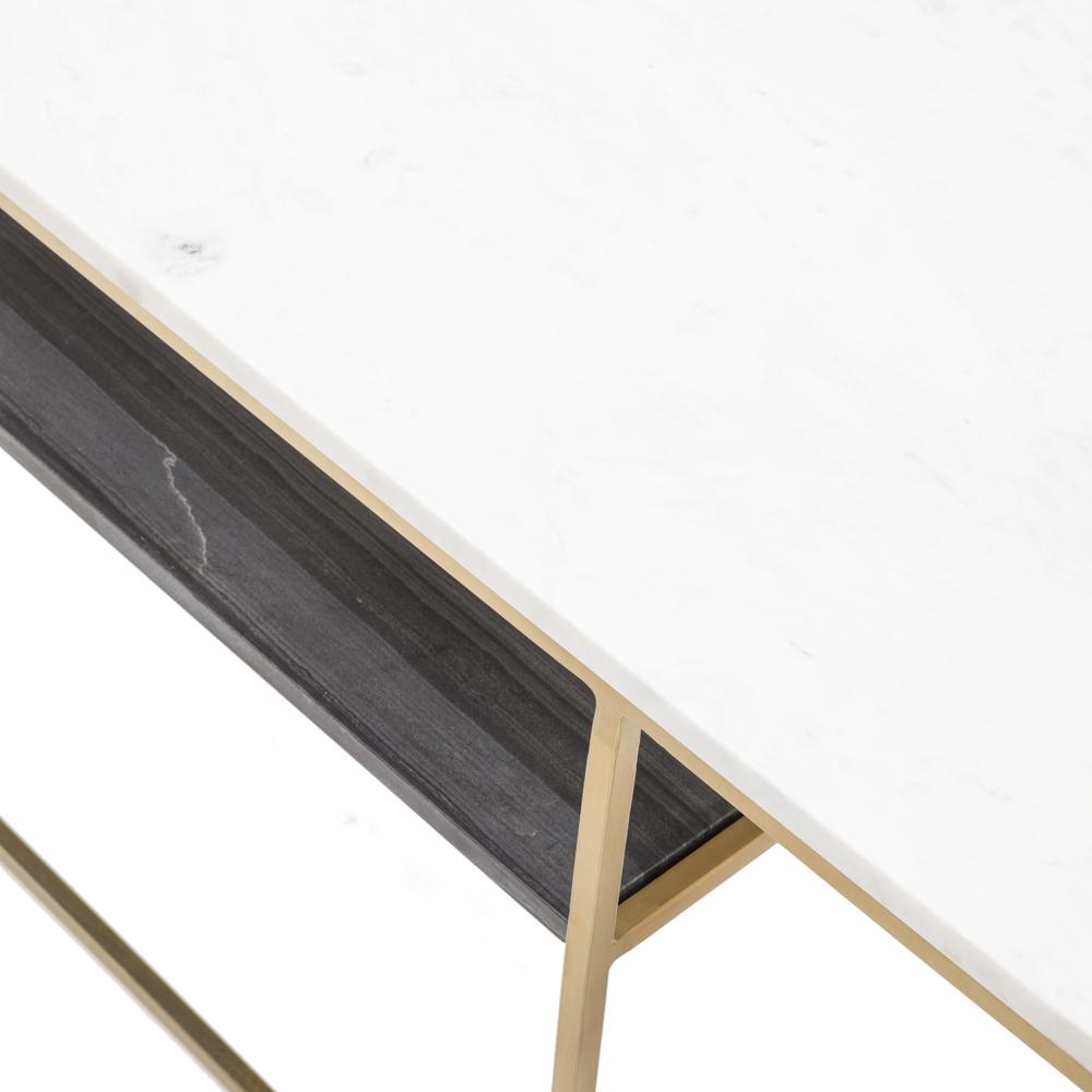 Brass & White Marble Long Coffee Table