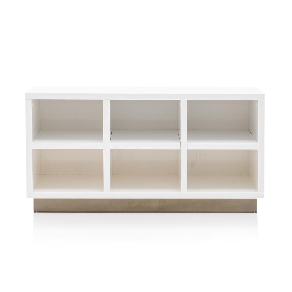 Small Low White Cubby Storage Cabinet
