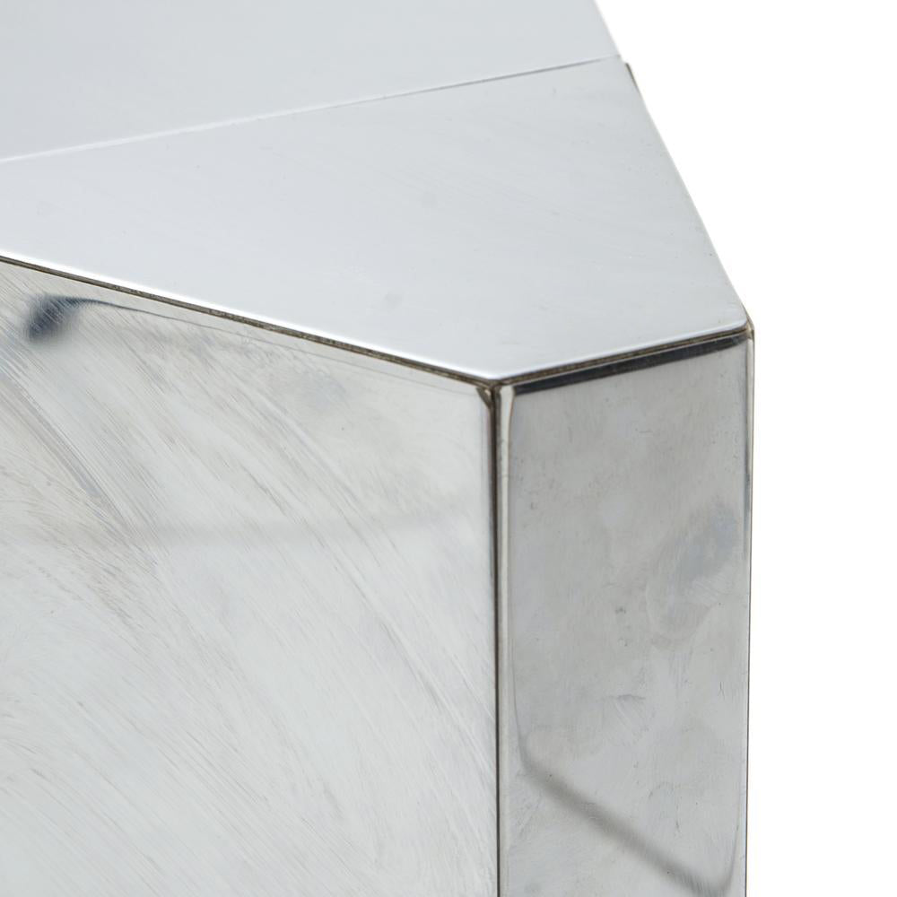 Mirrored Triangle Pedestal Table
