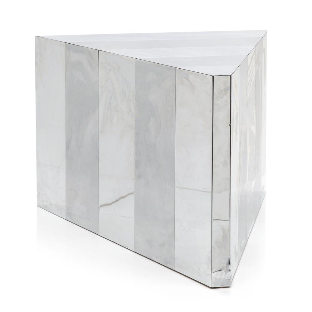 Mirrored Triangle Pedestal Table