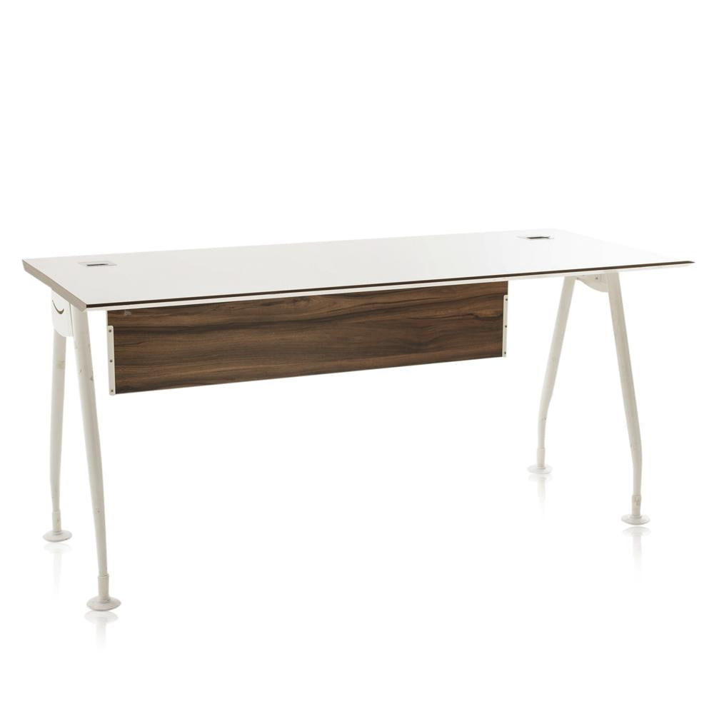 White Metal Modern Office Desk with Wood Panel