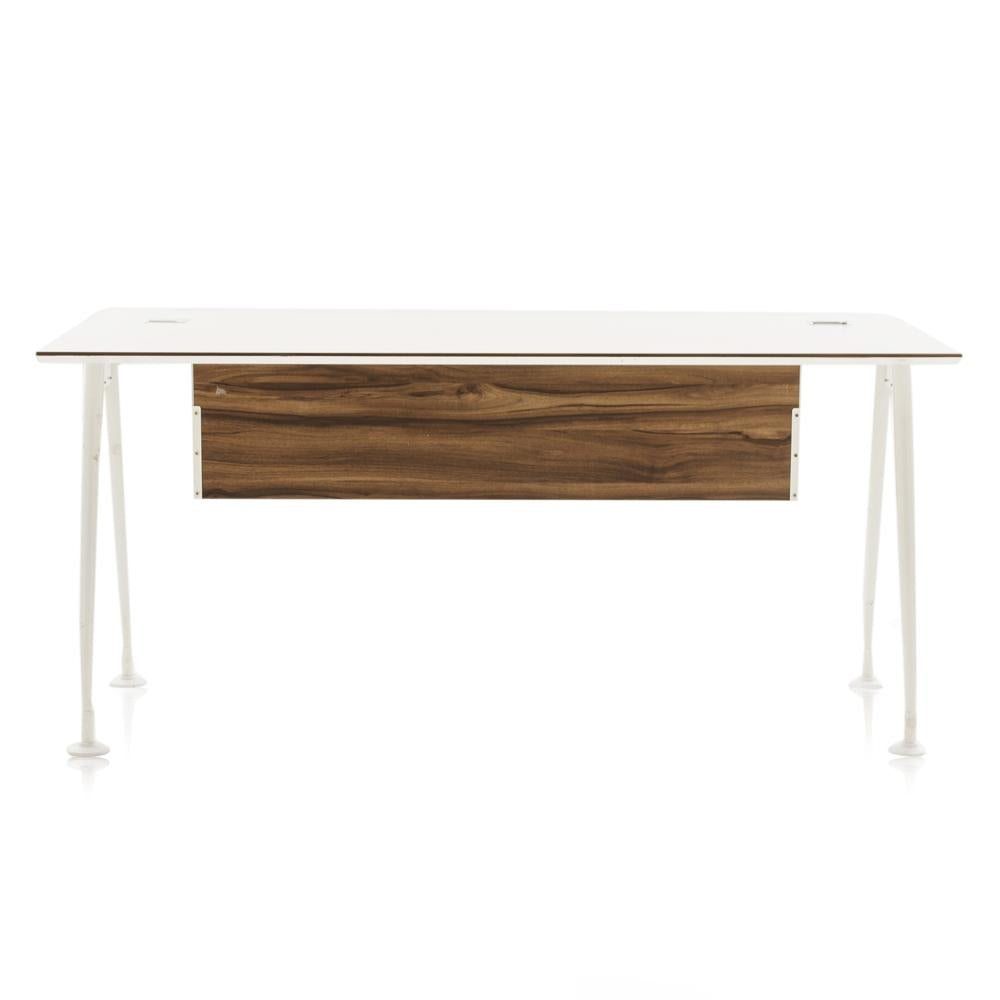 White Metal Modern Office Desk with Wood Panel