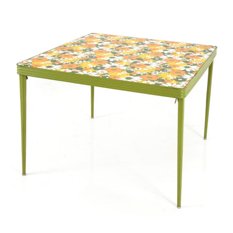 Green Floral Square Card Table