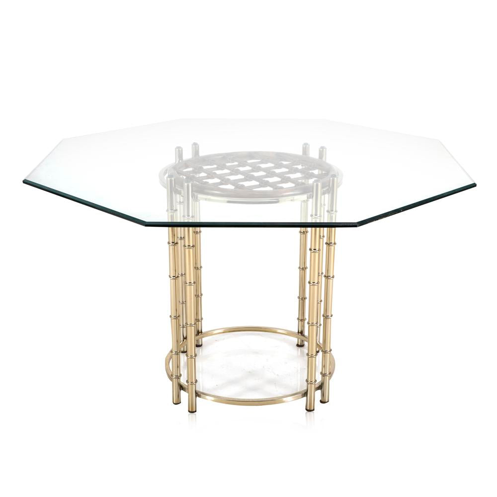 Gold Bamboo & Glass Hexagonal Dining Table