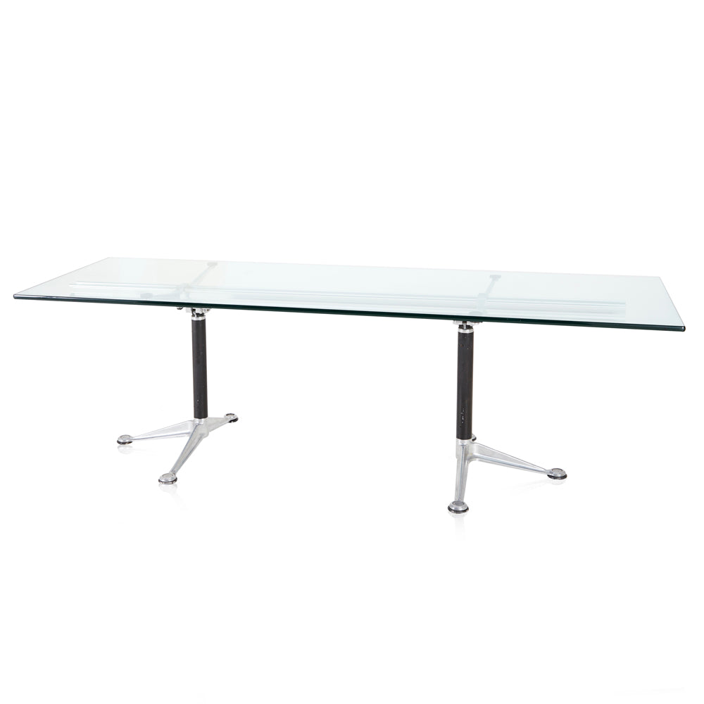 Rectangle Glass Black Base Conference Table