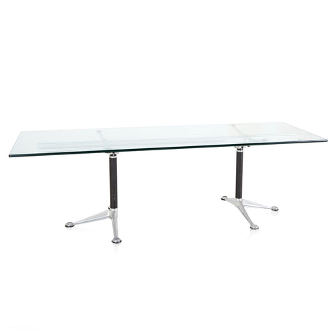 Rectangle Glass Black Base Conference Table