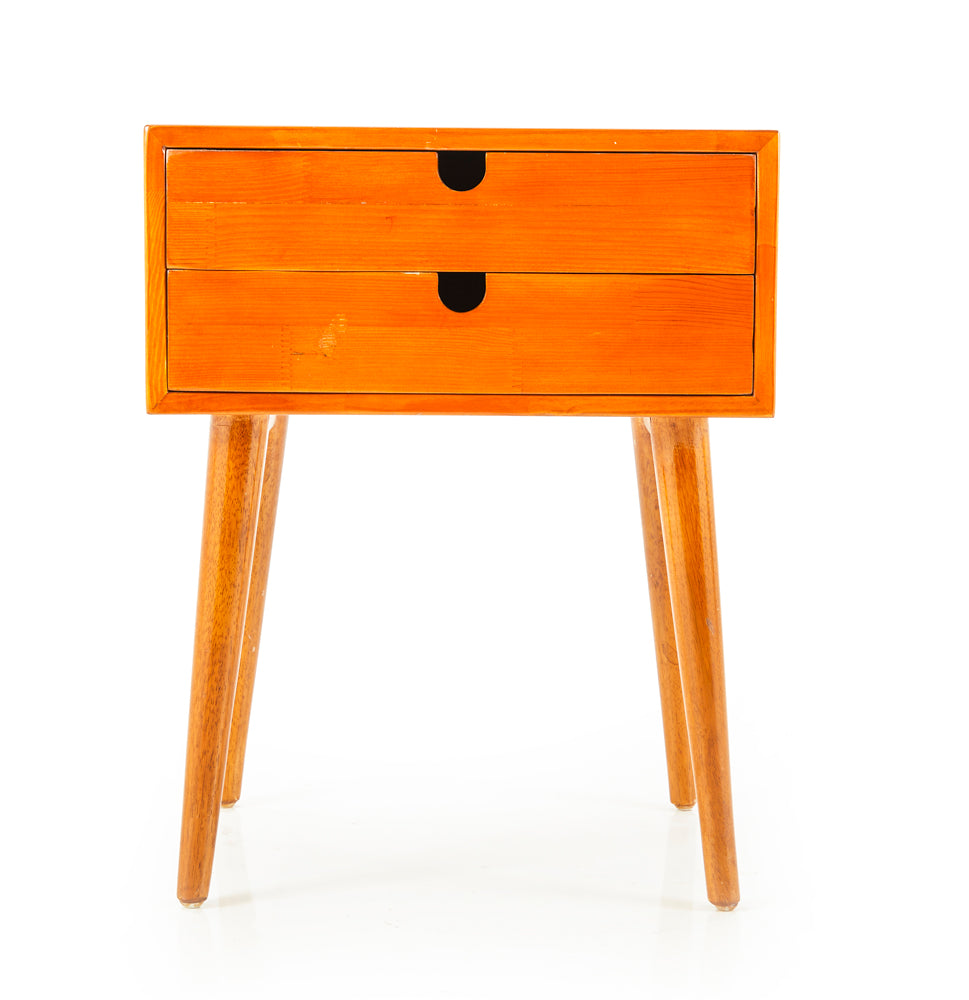 Modern Wood Double Drawer Bedside Table