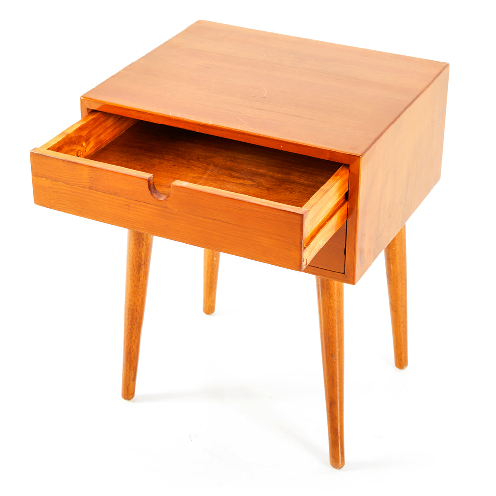 Modern Wood Double Drawer Bedside Table