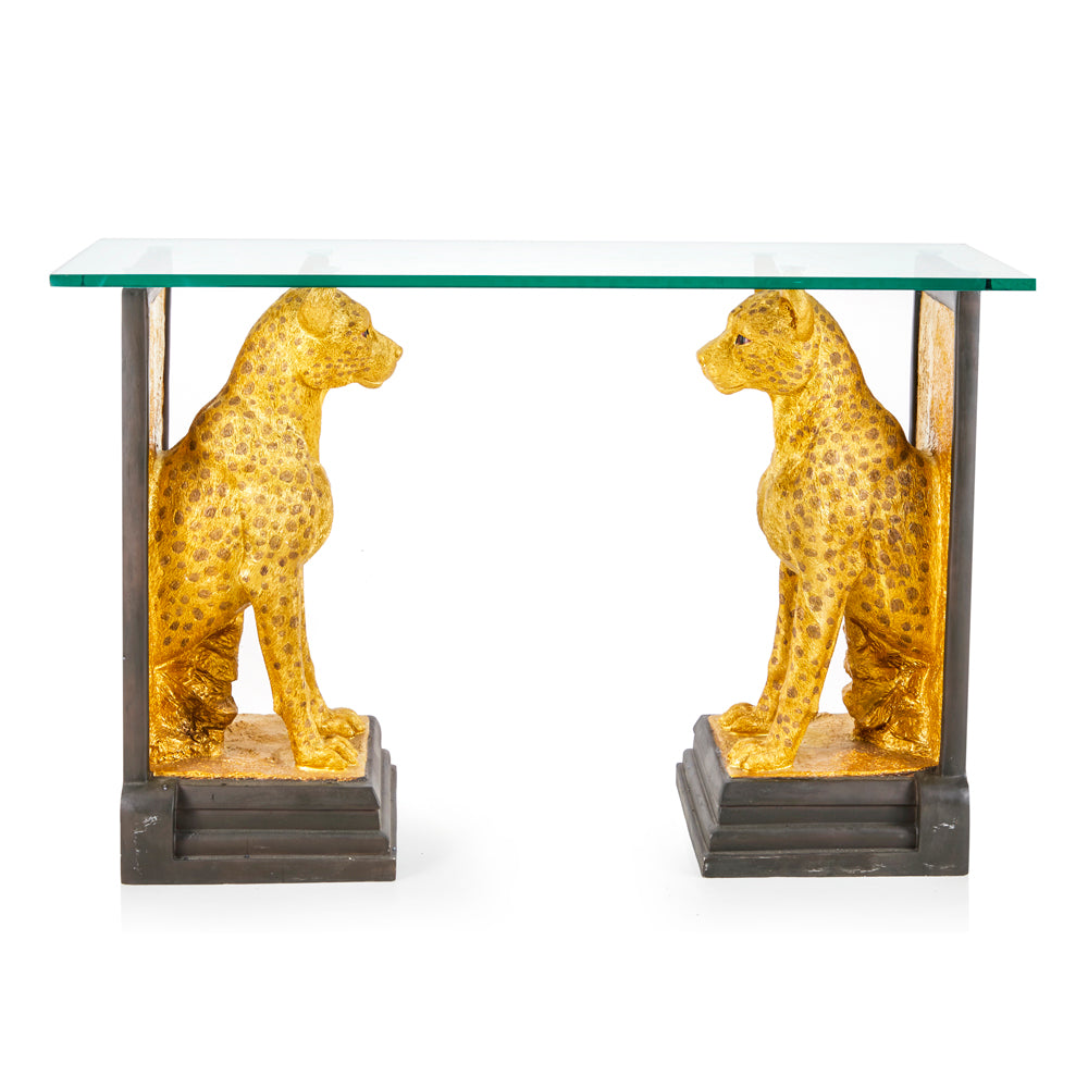 Gold Cheetah Console Table