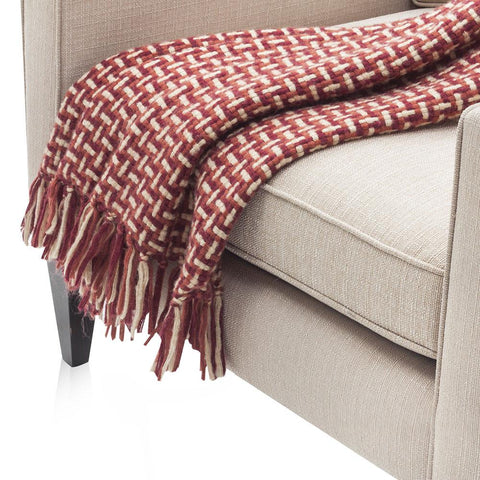 Red and White Cross-Patterned Throw