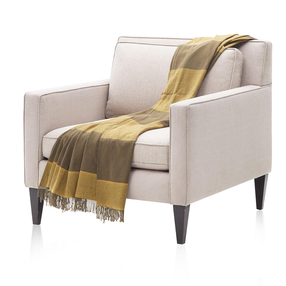 Olive and Mustard Wide Stripe Throw