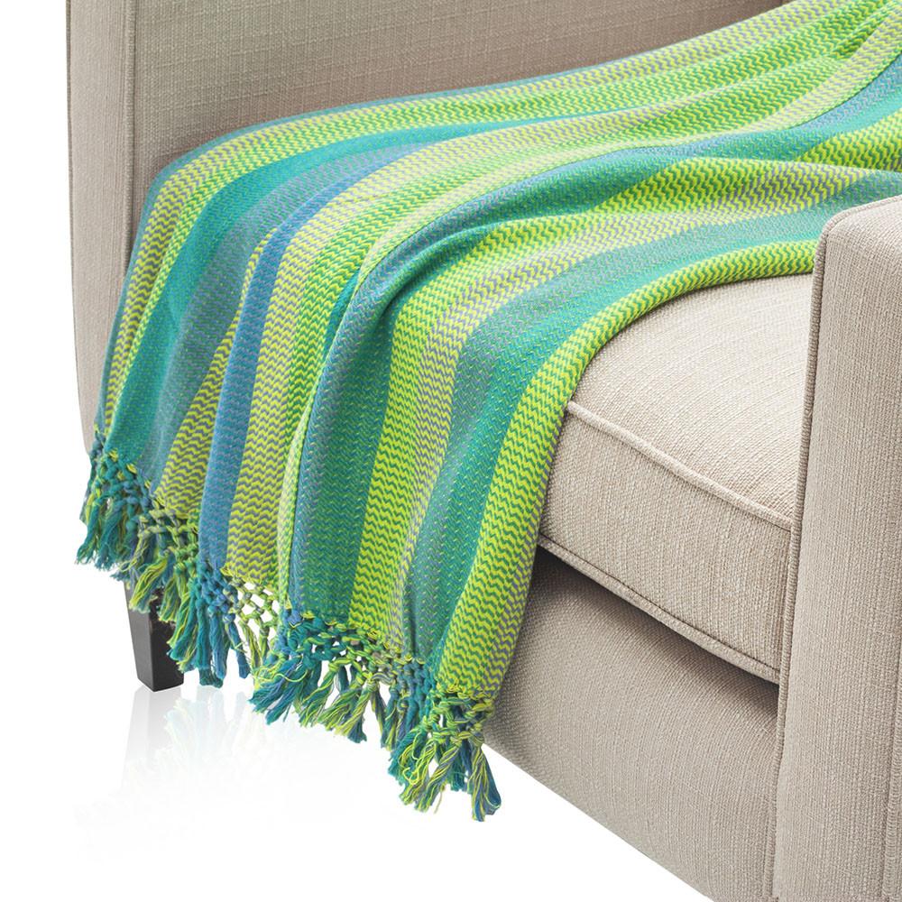 Green and Blue Stripe Throw