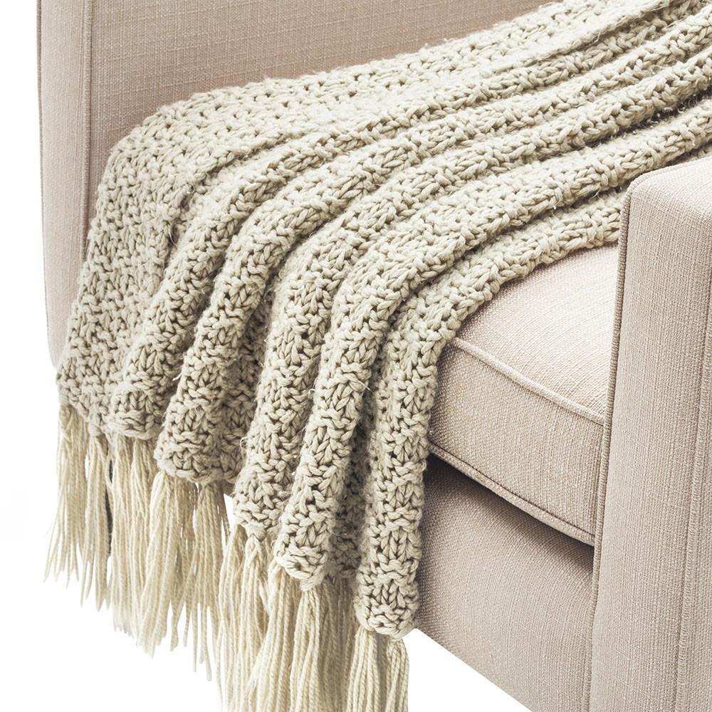 Beige Loose Knit Throw