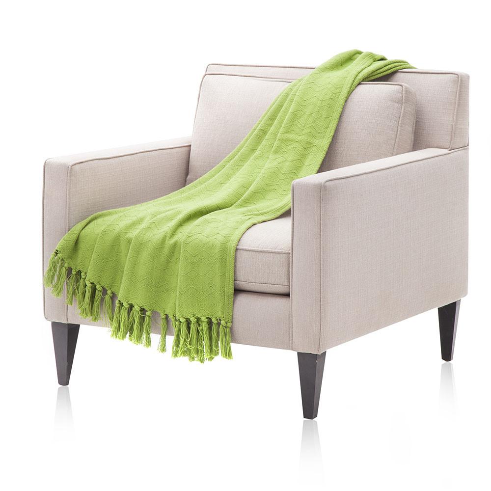 Lime Green Patterned Throw