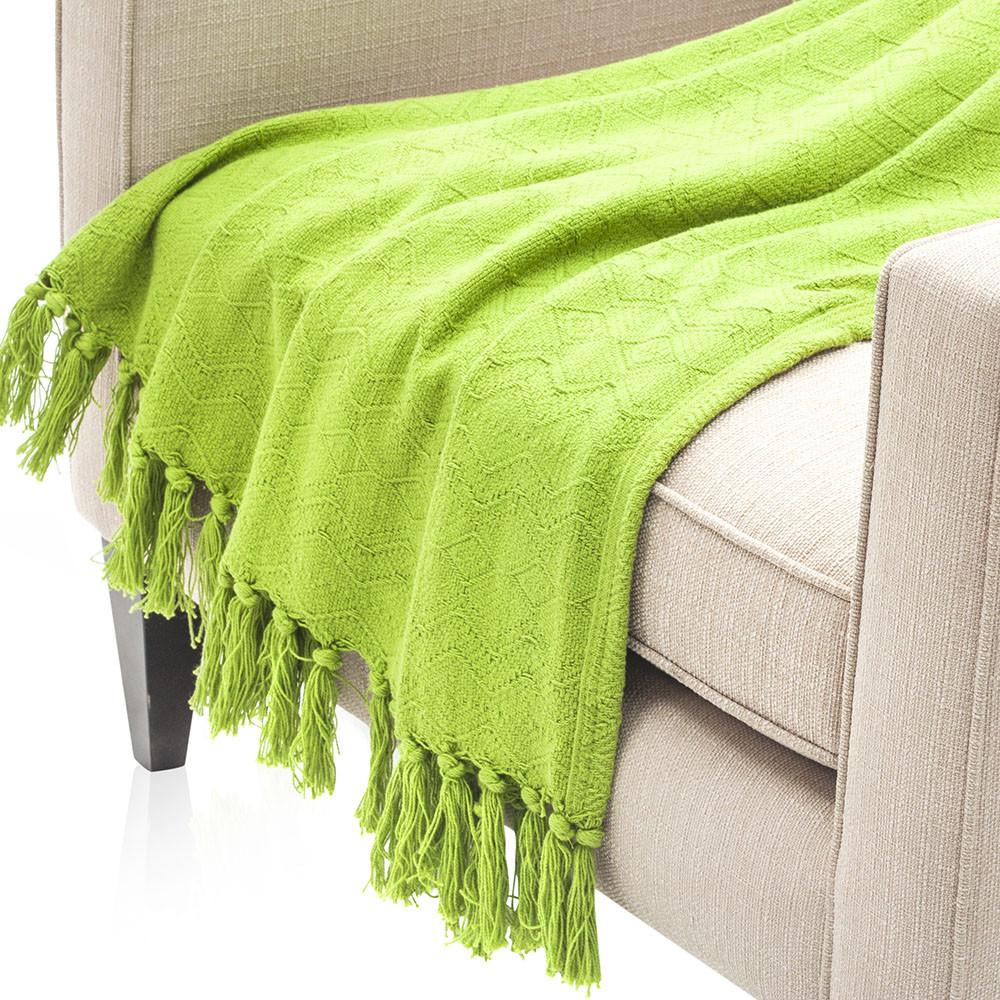 Lime Green Patterned Throw