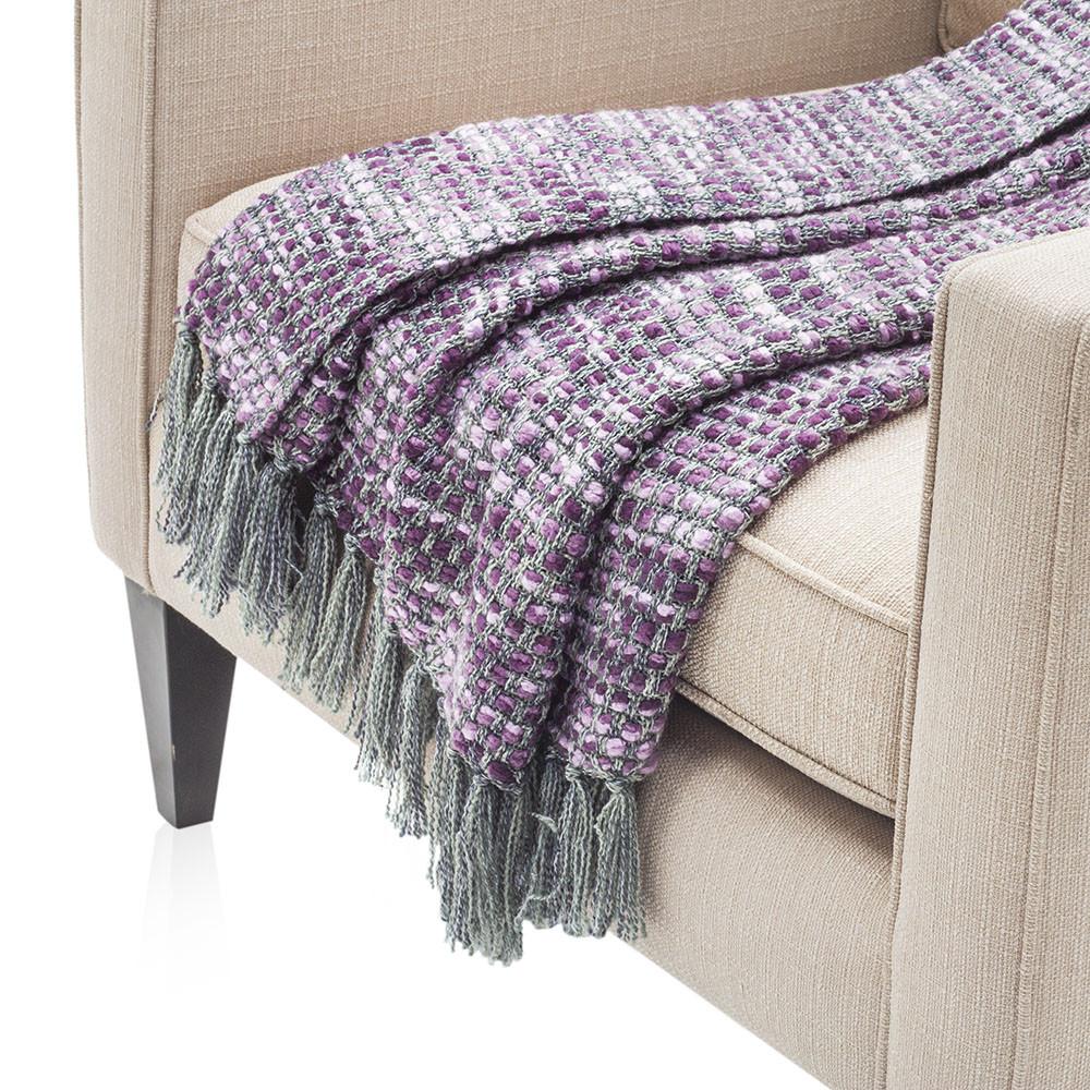 Purple and Grey Woven Throw