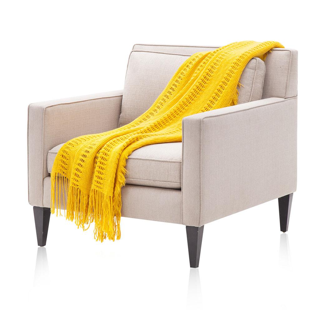 Bright Yellow Knit Throw