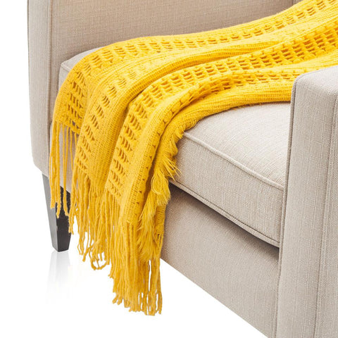 Bright Yellow Knit Throw