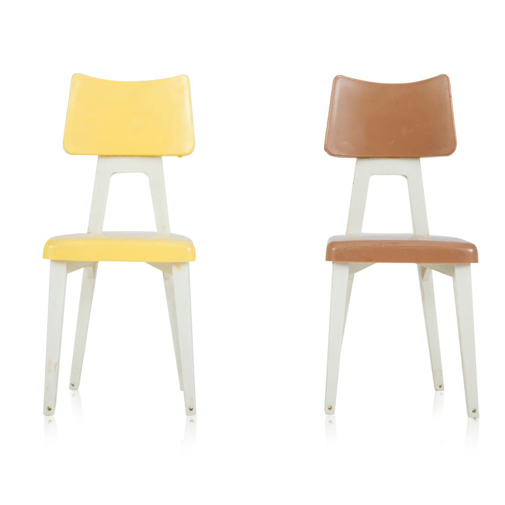 Brown and Yellow Miniature Desk Chairs