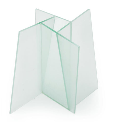 Frosted Intersecting Panels Glass Vase