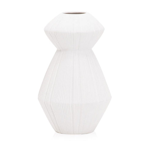 White Pleated Ceramic Vase (A+D)