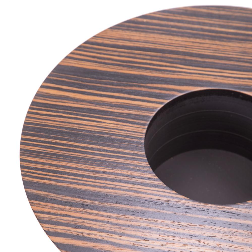 Wood Dark Wide Tapered Candle Holder